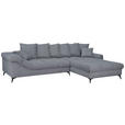 ECKSOFA Grau Cord Rückenkissen, Armlehnenkissen, Rücken echt  - Schwarz/Grau, KONVENTIONELL, Textil/Metall (332/231cm) - Carryhome