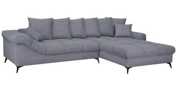 ECKSOFA Grau Cord Rückenkissen, Armlehnenkissen, Rücken echt  - Schwarz/Grau, KONVENTIONELL, Textil/Metall (332/231cm) - Carryhome