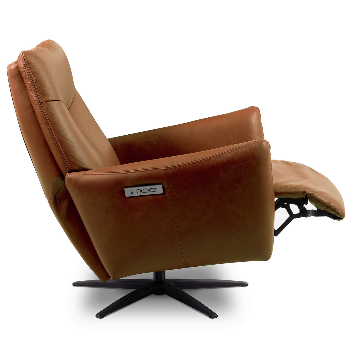 RELAXSESSEL Leder Cognac  - Cognac/Schwarz, Design, Leder/Metall (76/107/88cm) - Livetastic