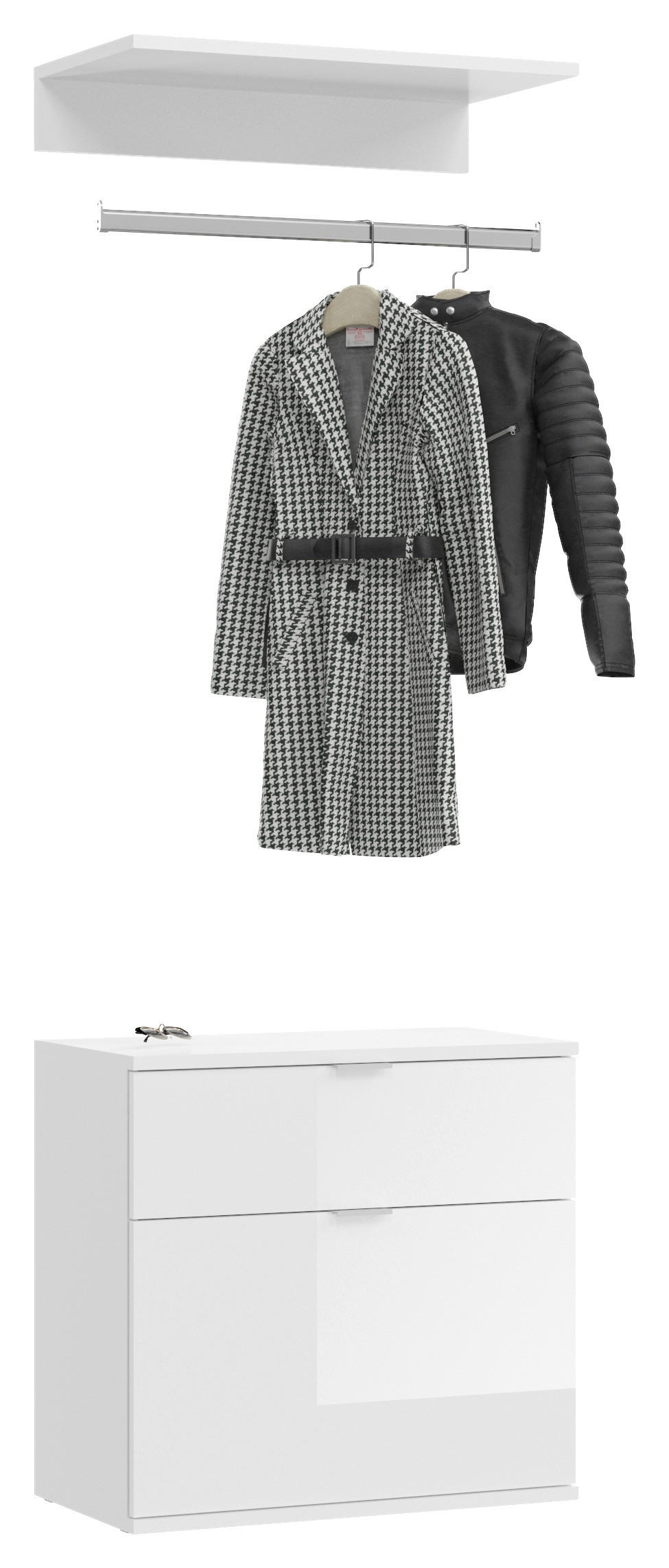 GARDEROBE 2-teilig in 61/62/34 cm - Weiß, MODERN, Holzwerkstoff (61/62/34cm) - MID.YOU