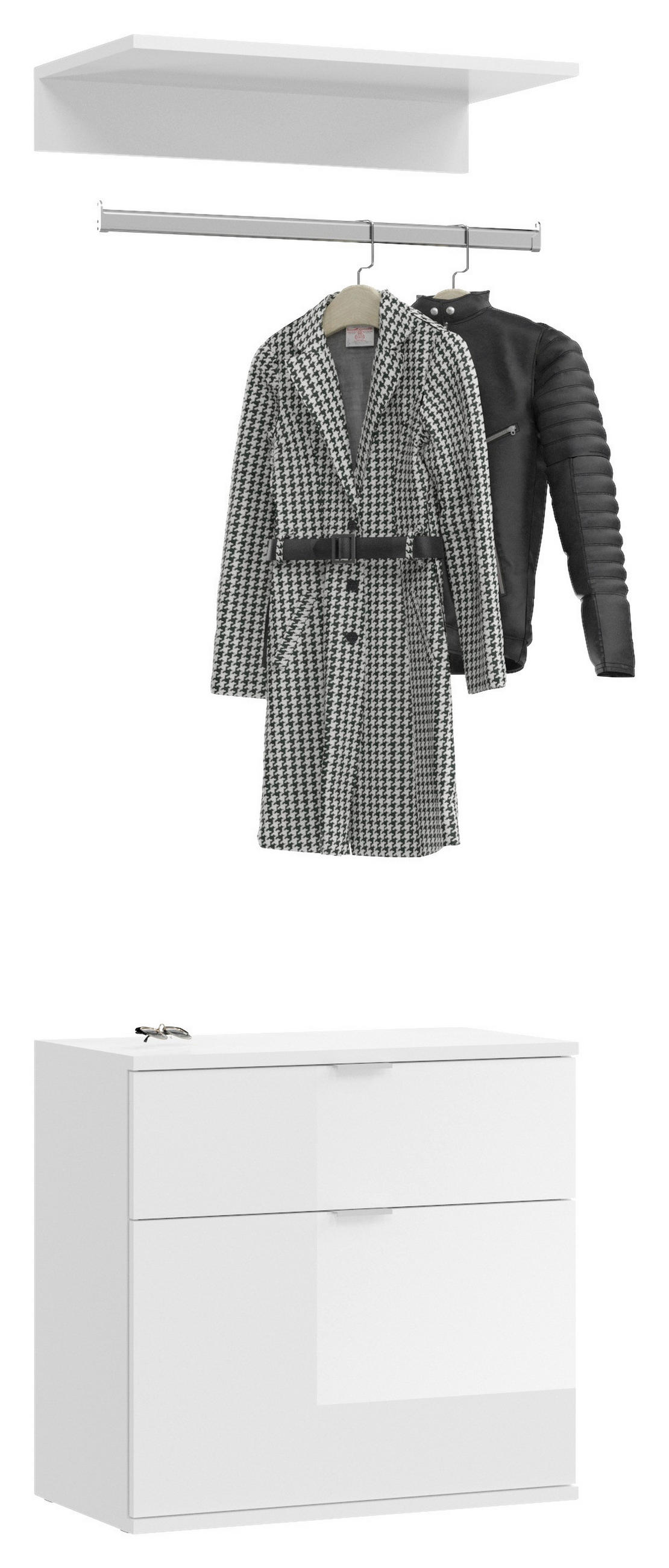 GARDEROBE 2-teilig  in 61/62/34 cm  - Weiß, MODERN, Holzwerkstoff (61/62/34cm) - MID.YOU