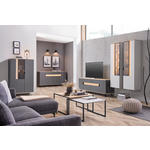 WOHNWAND  in Anthrazit, Grau, Eichefarben   - Eichefarben/Anthrazit, Design, Glas/Holz (297cm) - Dieter Knoll
