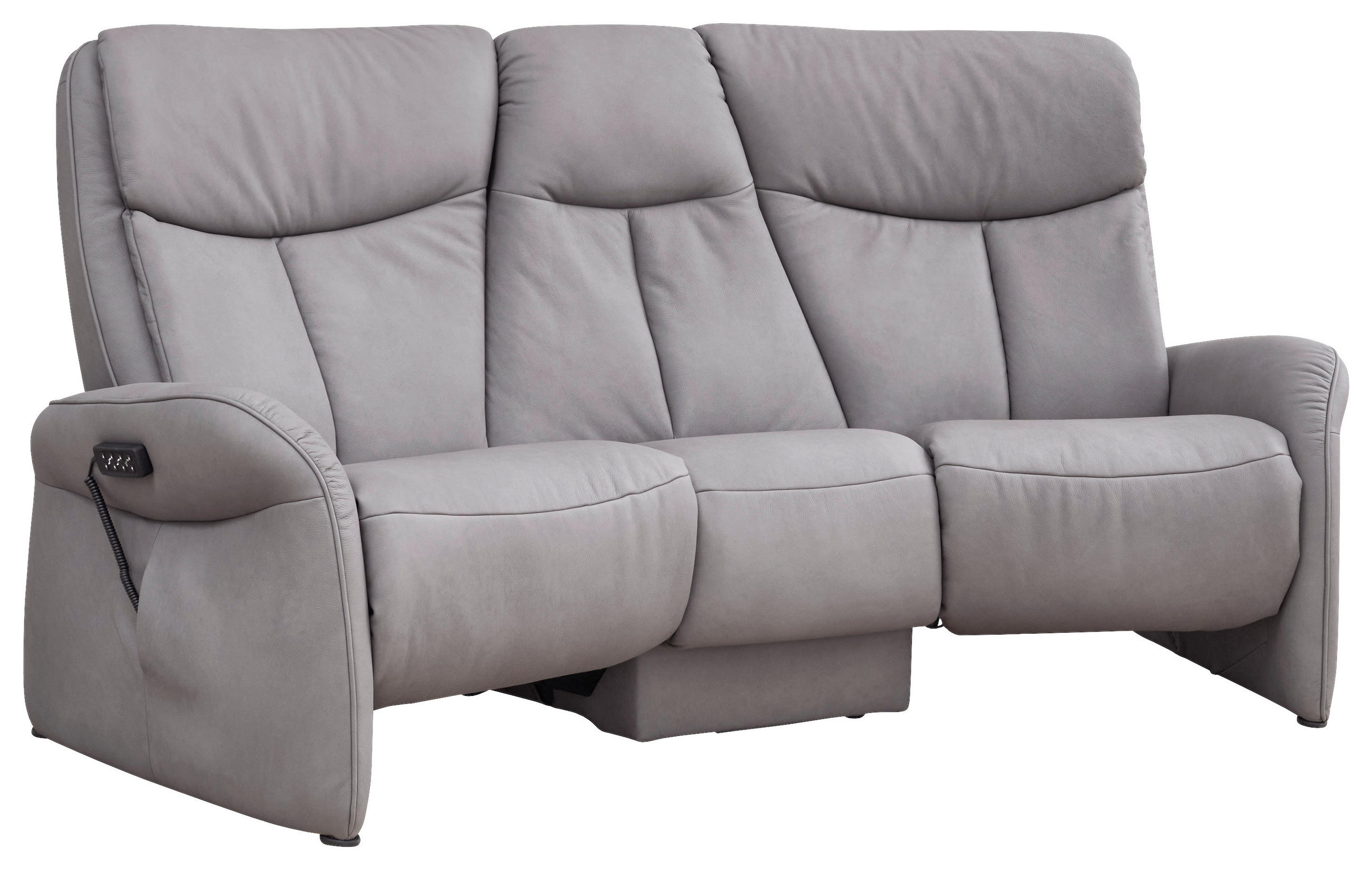 TRAPEZSOFA Echtleder Graubraun Ablage, Relaxfunktion, Kopfteilverstellung  - Anthrazit/Graubraun, Design, Leder/Metall (212/107/104cm) - Himolla Komfortklass