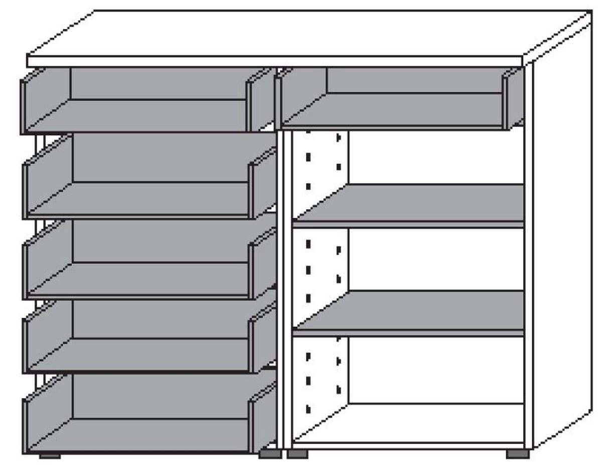 GARDEROBE 4-teilig  in 176/202/35 cm  - Weiss/Braun, Design, Glas/Holzwerkstoff (176/202/35cm) - Moderano