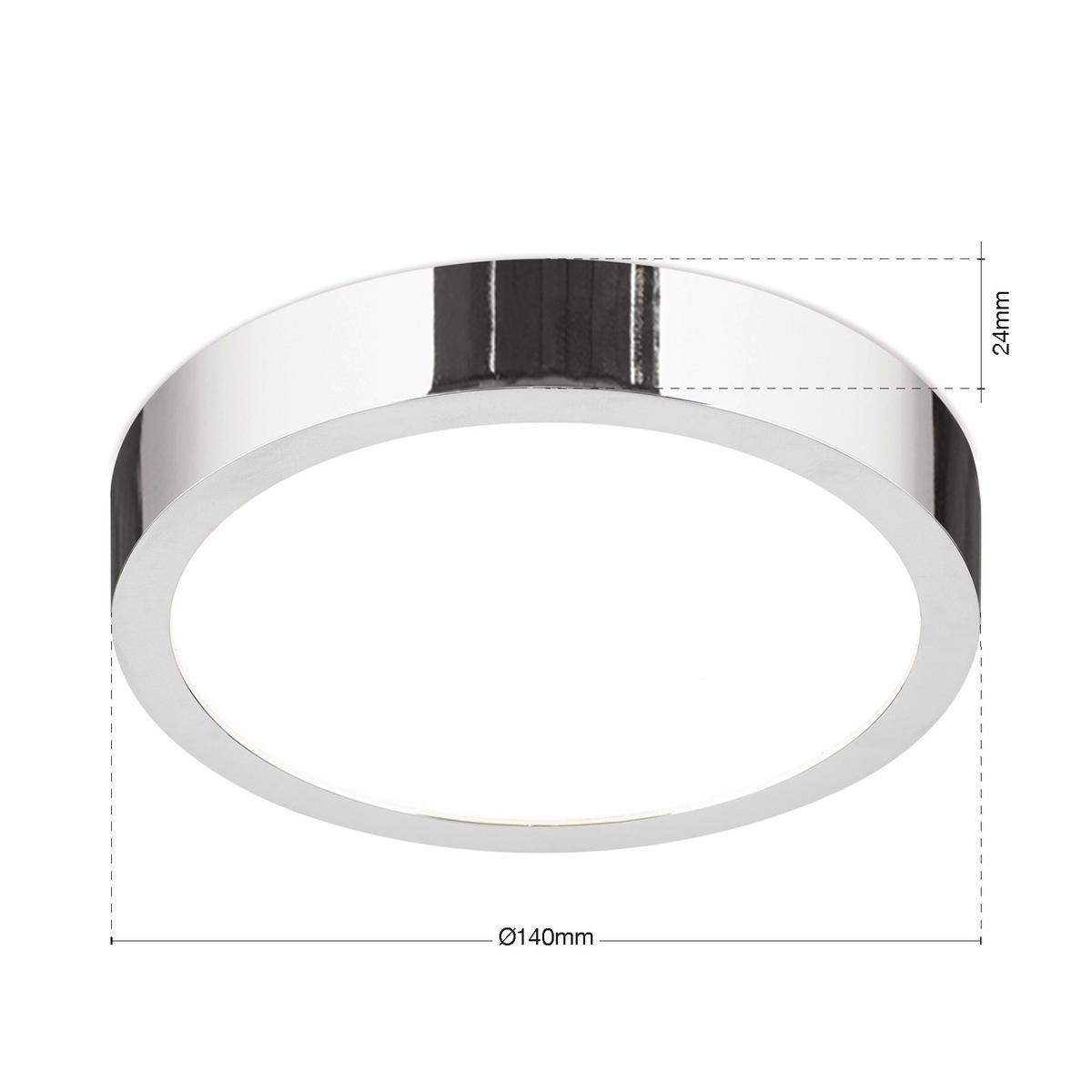 LED-DECKENLEUCHTE Disc 14/2,4 cm   - Chromfarben, Design, Glas/Metall (14/2,4cm)