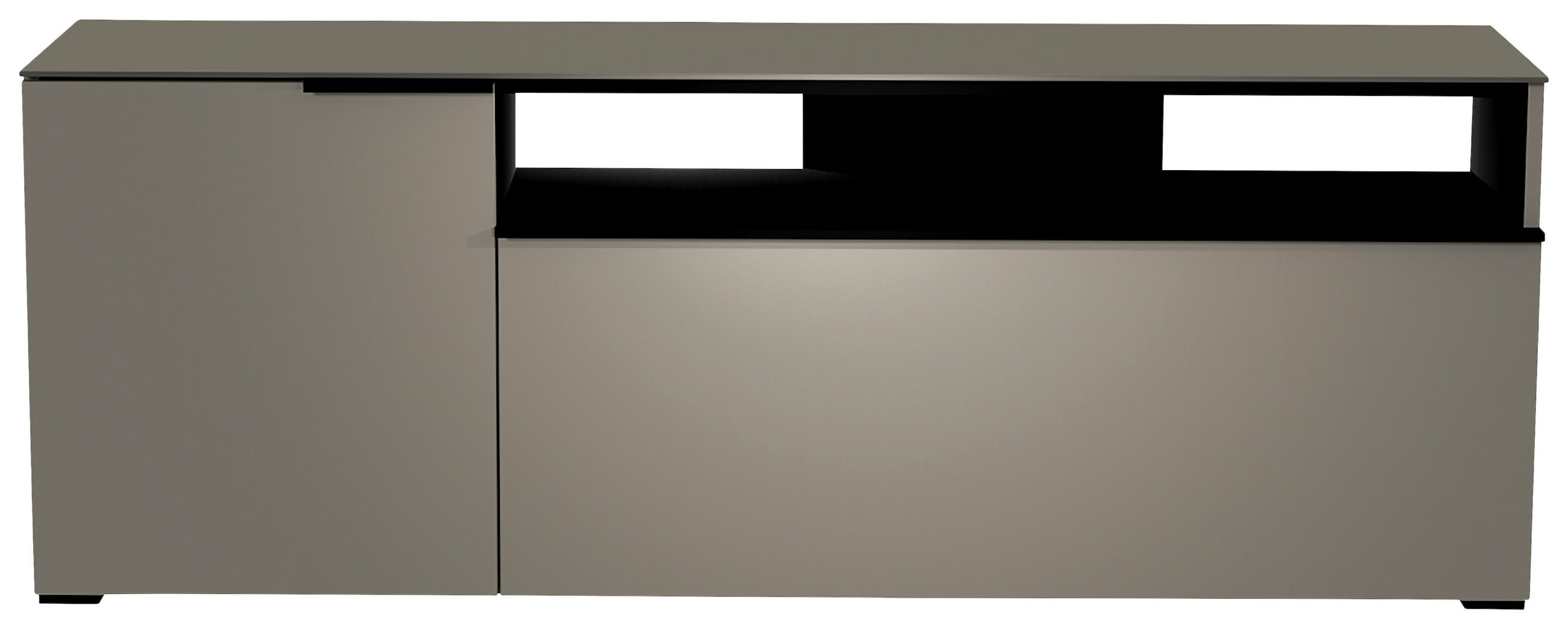 LOWBOARD Grau, Schwarz  160/58/45 cm  - Schwarz/Grau, Design, Glas/Holzwerkstoff (160/58/45cm) - Moderano