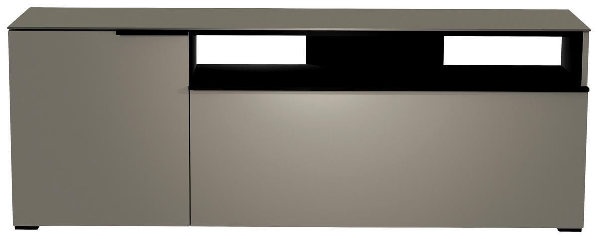LOWBOARD Grau, Schwarz  160/58/45 cm  - Schwarz/Grau, Design, Glas/Holzwerkstoff (160/58/45cm) - Moderano