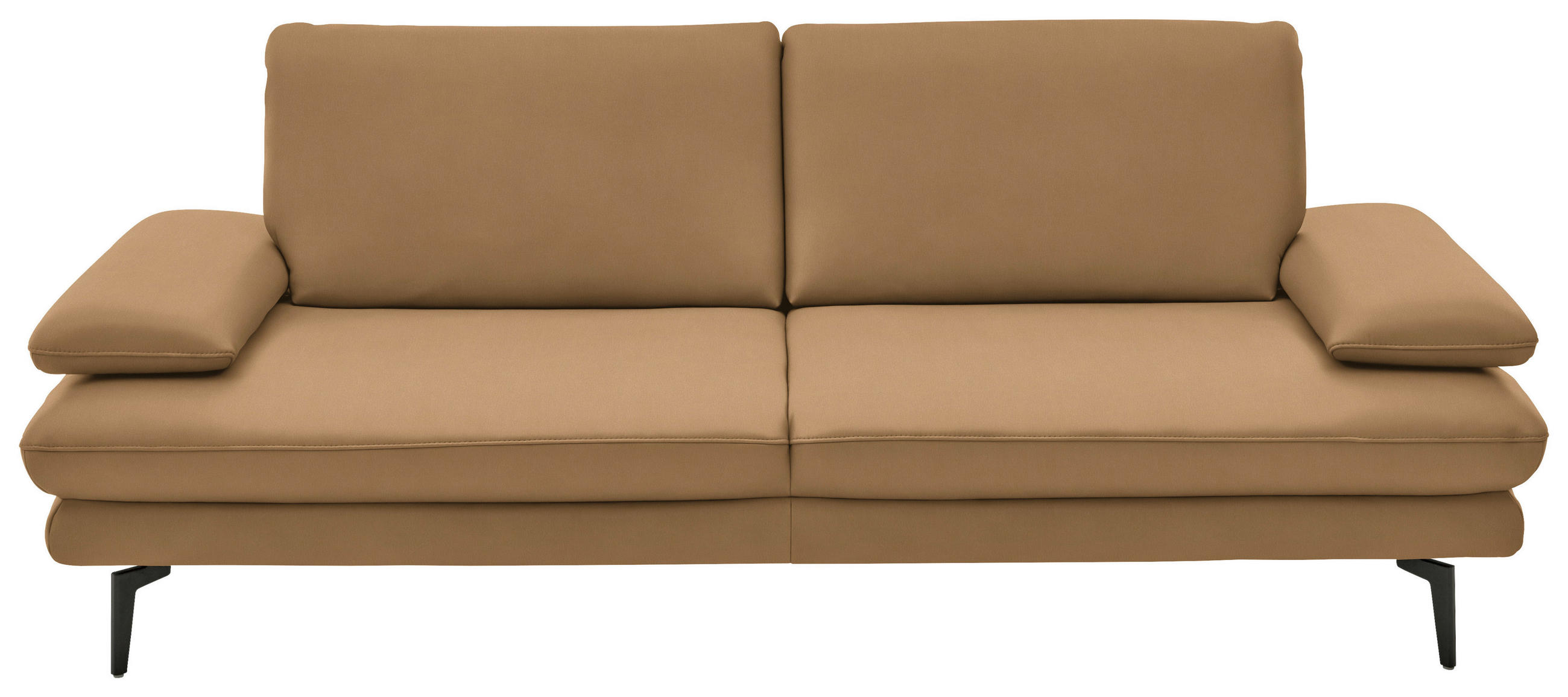 3-SITZER-SOFA in Echtleder Honig  - Schwarz/Honig, Design, Leder/Metall (222/86/104cm) - Dieter Knoll