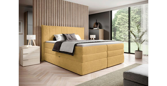 BOXSPRINGBETT 180/200 cm in Gelb - Gelb/Schwarz, Design, Kunststoff/Textil (180/200cm) - Esposa