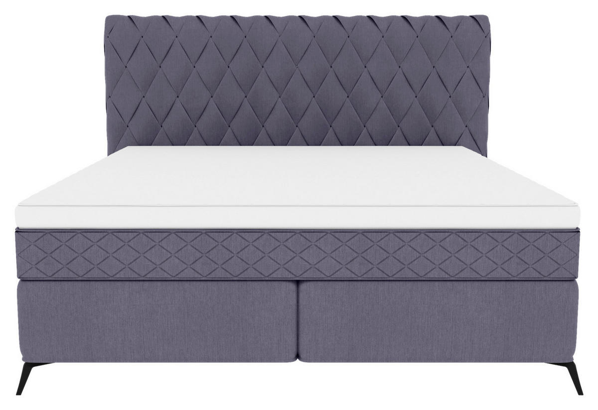 BOXSPRINGBETT 180/200 cm  in Graublau  - Graublau/Schwarz, Design, Textil/Metall (180/200cm) - Boxxx
