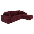 ECKSOFA in Samt Bordeaux  293/195 cm  - Chromfarben/Bordeaux, KONVENTIONELL, Kunststoff/Textil (293/195cm) - Carryhome