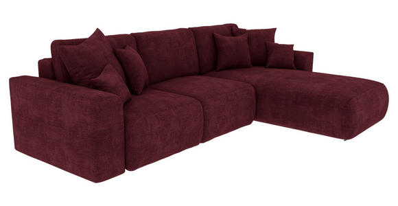 ECKSOFA in Samt Bordeaux  293/195 cm  - Chromfarben/Bordeaux, KONVENTIONELL, Kunststoff/Textil (293/195cm) - Carryhome