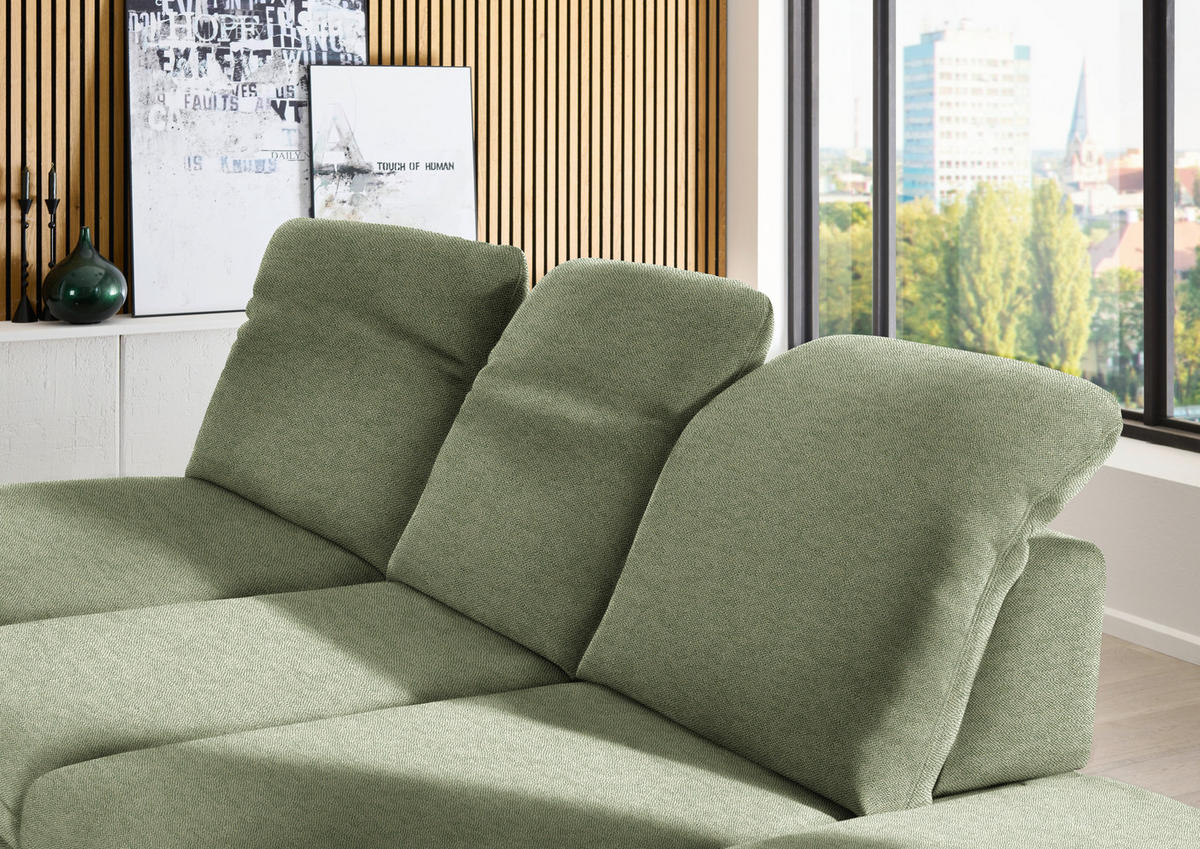 ECKSOFA  in Chenille Olivgrün  198/288 cm  - Schwarz/Olivgrün, Design, Textil/Metall (198/288cm) - Beldomo Style