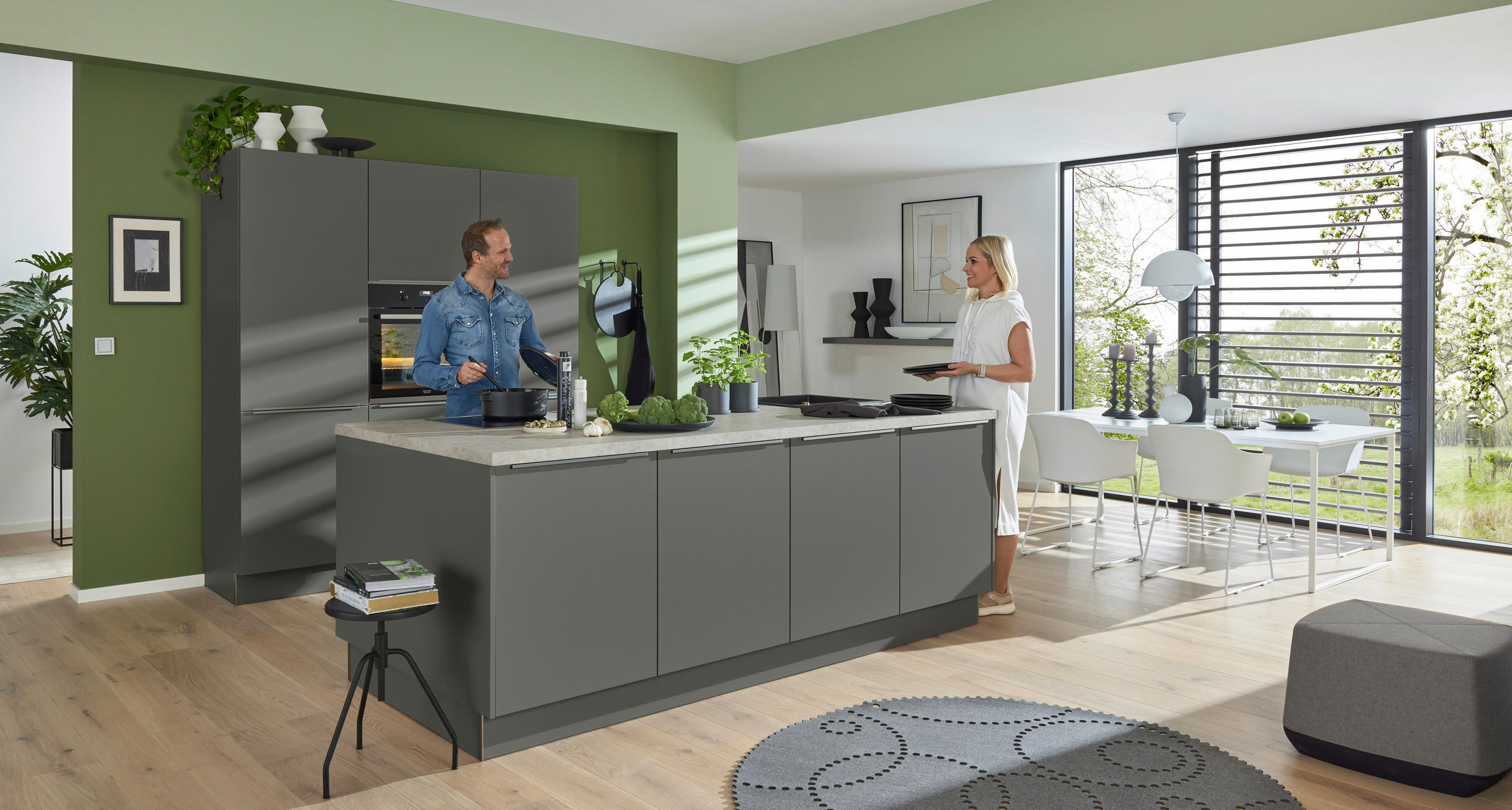 EINBAUKÜCHE   - Grau, Design, Holzwerkstoff - Dieter Knoll