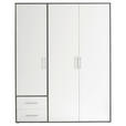 DREHTÜRENSCHRANK  in Grau, Weiß  - Alufarben/Weiß, KONVENTIONELL, Holzwerkstoff/Kunststoff (155/195/60cm) - Carryhome