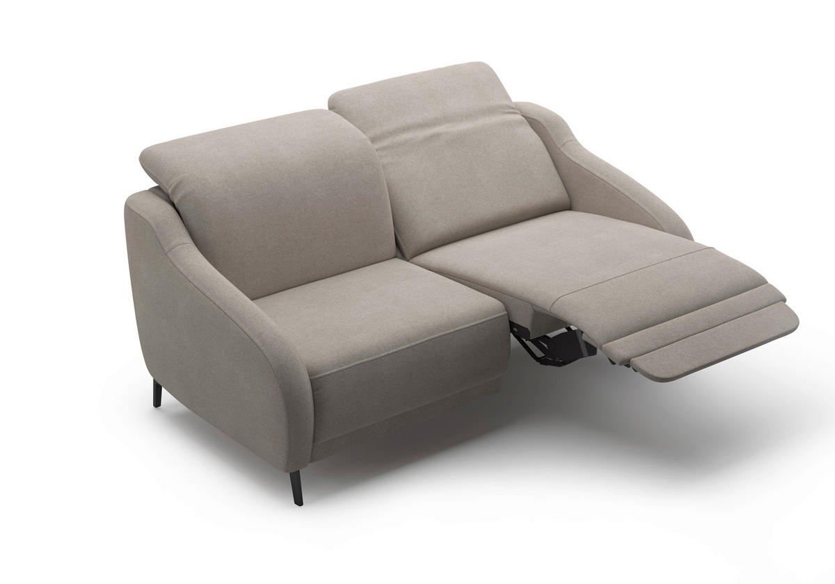 2,5-SITZER Mikrofaser Haselnussfarben  - Schwarz/Haselnussfarben, MODERN, Textil/Metall (172/93/104cm) - Sit & More