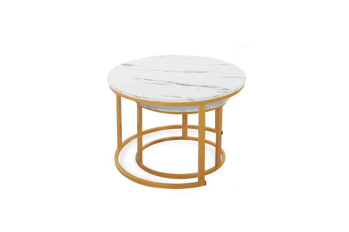SET KLUB STOLIĆA višebojno, bijela, zlatne boje  metal, drvni materijal  - bijela/višebojno, Design, drvni materijal/metal (50-70/50-70/38-45cm) - MID.YOU