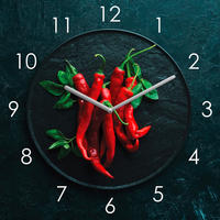 WANDUHR  Rot, Schwarz  - Rot/Schwarz, Basics, Glas (30/30/3,1cm) - Euroart