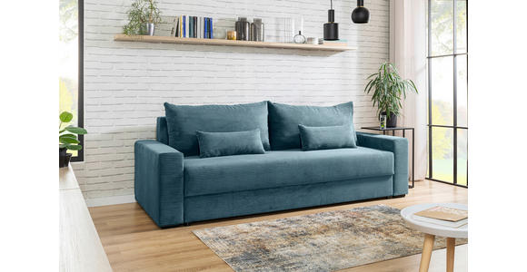 SCHLAFSOFA in Cord Türkis  - Türkis/Schwarz, KONVENTIONELL, Kunststoff/Textil (233/92/108cm) - Carryhome