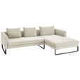 ECKSOFA in Cord Creme  - Creme/Schwarz, KONVENTIONELL, Textil/Metall (284/178cm) - Hom`in