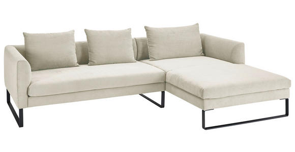 ECKSOFA in Cord Creme  - Creme/Schwarz, KONVENTIONELL, Textil/Metall (284/178cm) - Hom`in