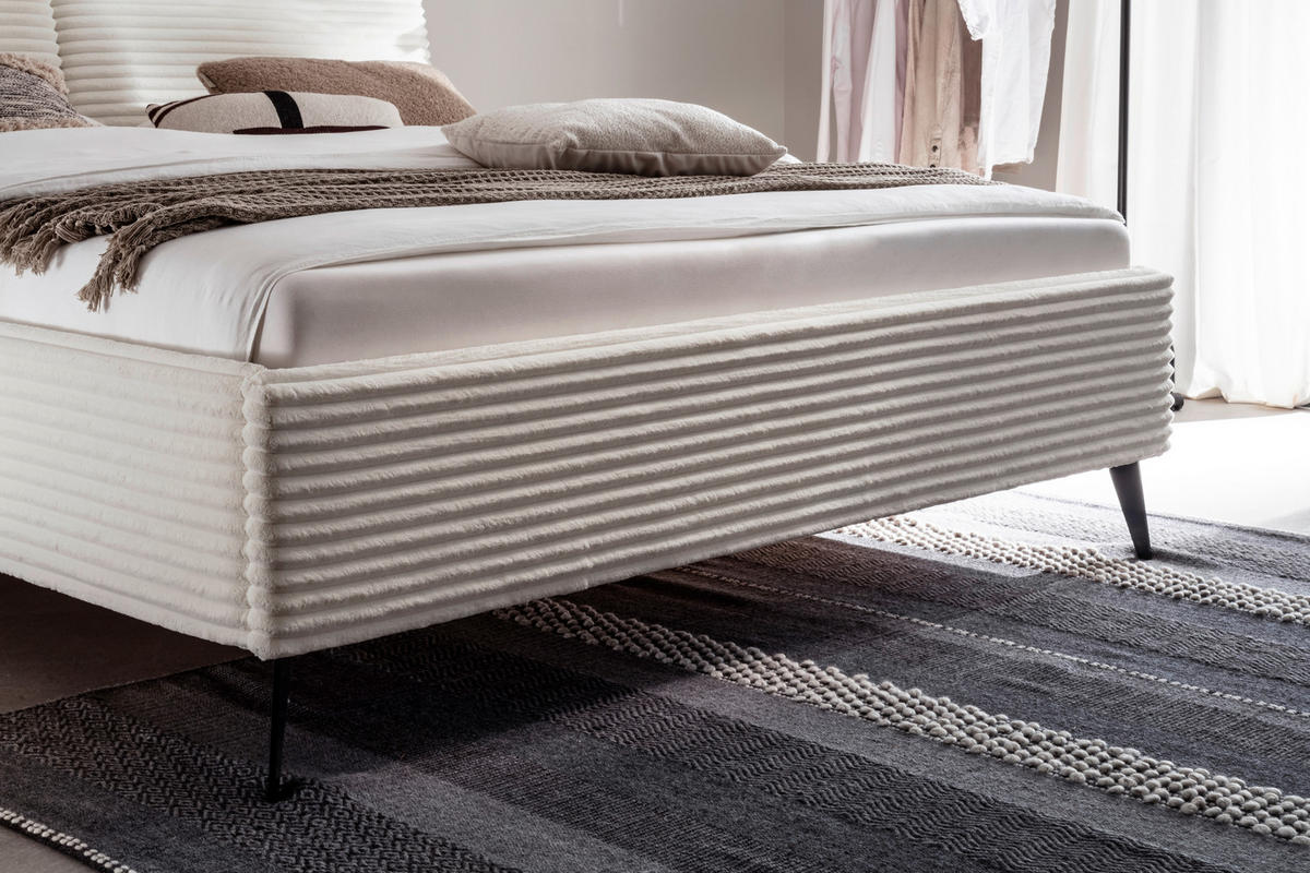 POLSTERBETT 180/200 cm  in Creme  - Creme/Schwarz, Trend, Textil/Metall (180/200cm) - MID.YOU