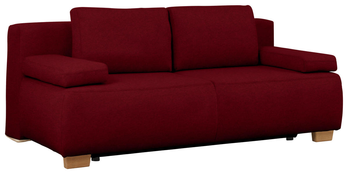 BOXSPRINGSOFA in Webstoff Dunkelrot  - Naturfarben/Dunkelrot, Modern, Holz/Textil (205/93/108cm) - Venda