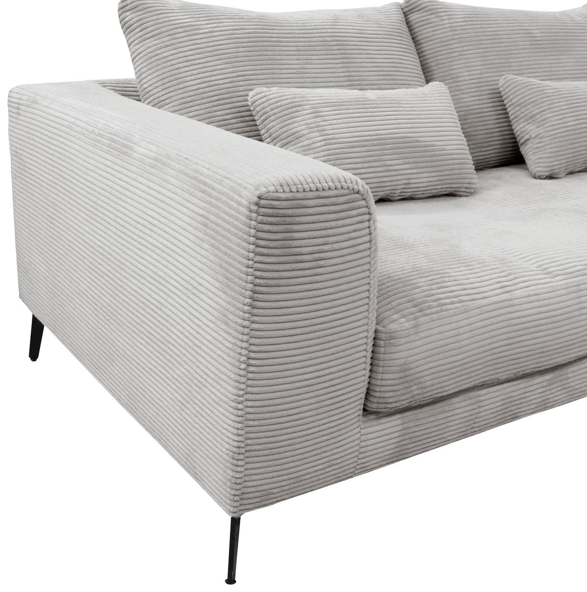 ECKSOFA in Cord Hellgrau  - Hellgrau/Schwarz, Design, Textil/Metall (313/172cm) - Livetastic