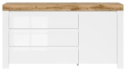 KOMODA   156/83,5/42 cm   bijela, hrast Wotan, bijela visoki sjaj  - bijela/bijela visoki sjaj, Design, drvni materijal/plastika (156/83,5/42cm)