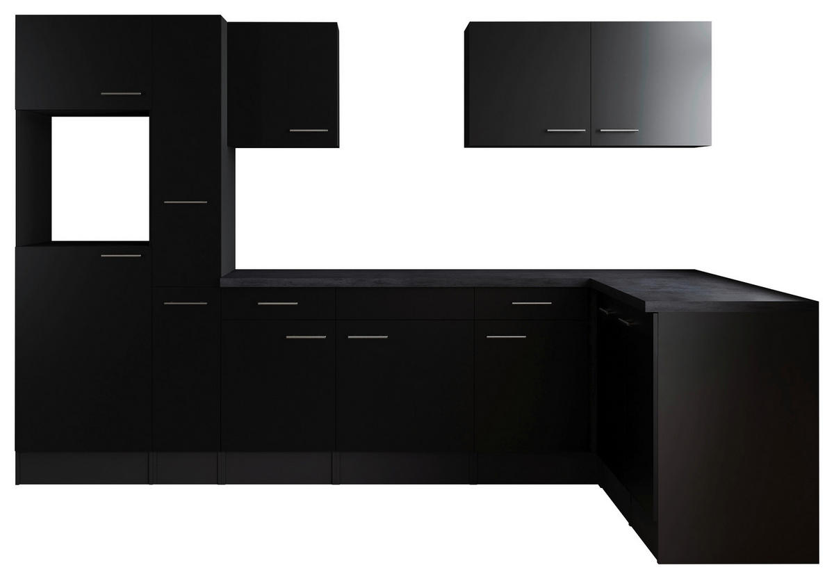 ECKKÜCHE 310/172 cm  in Grau, Schwarz  - Silberfarben/Schwarz, Design, Holzwerkstoff/Metall (310/172cm) - Respekta