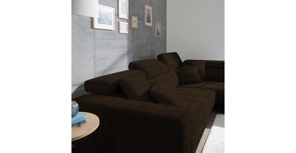 ECKSOFA  in Mikrofaser Dunkelbraun  301/207 cm  - Chromfarben/Dunkelbraun, Design, Textil/Metall (301/207cm) - Xora