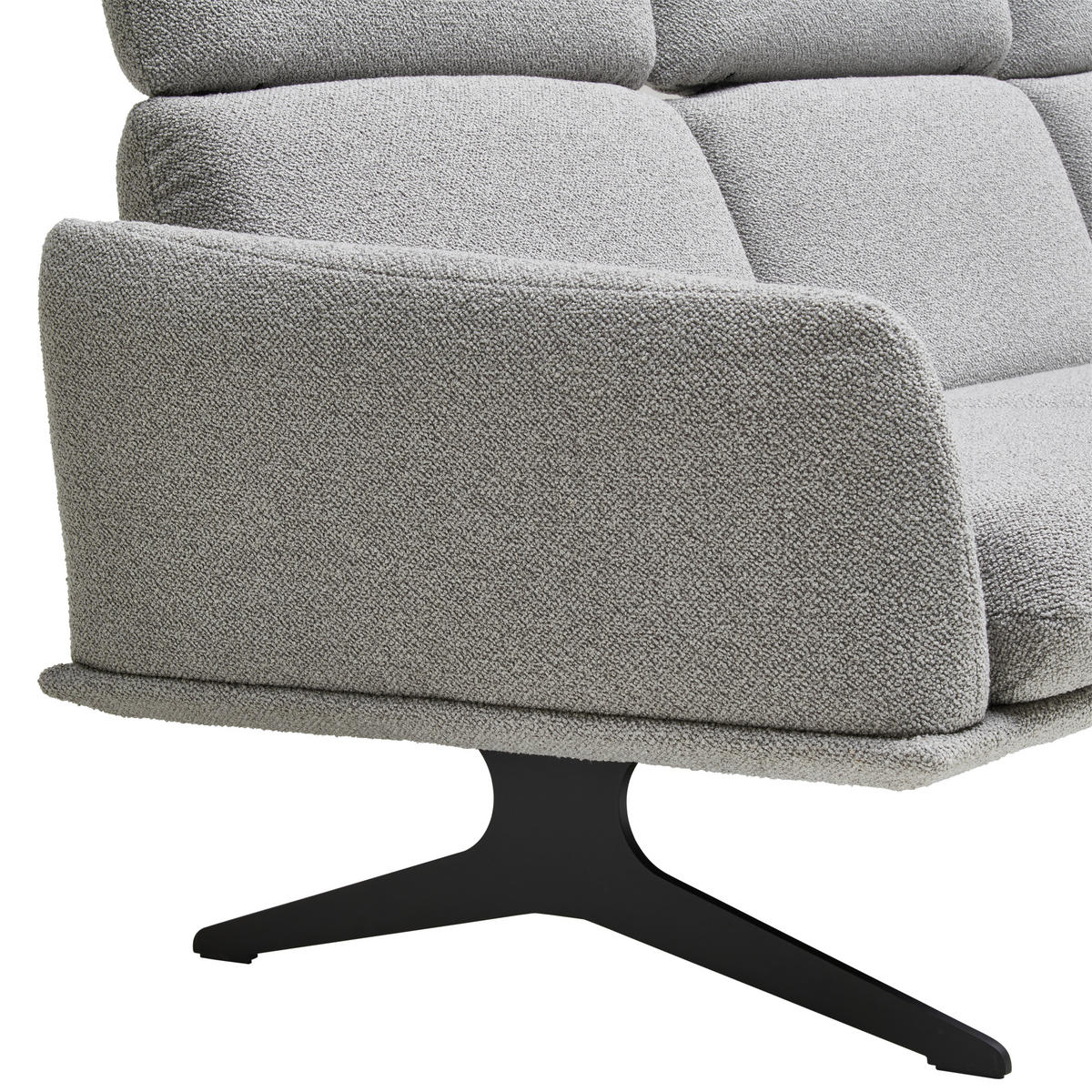 ECKSOFA in Flachgewebe Hellgrau  - Hellgrau/Schwarz, Design, Textil/Metall (152/259cm) - Dieter Knoll