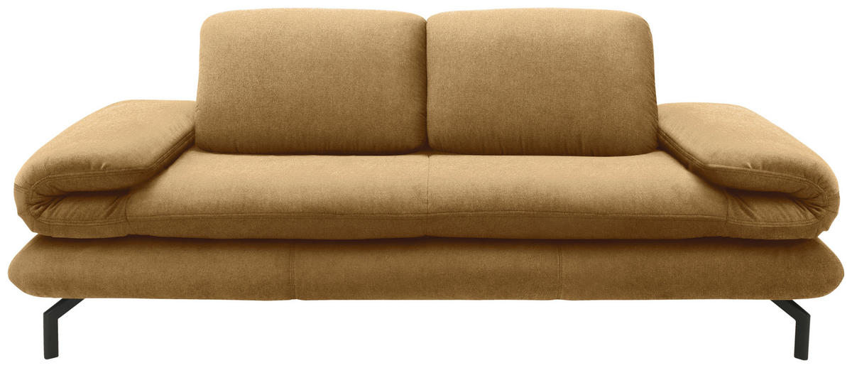2,5-SITZER Webstoff Messingfarben  - Messingfarben/Schwarz, Design, Textil/Metall (224/83/98cm) - LOOKS by W.Joop