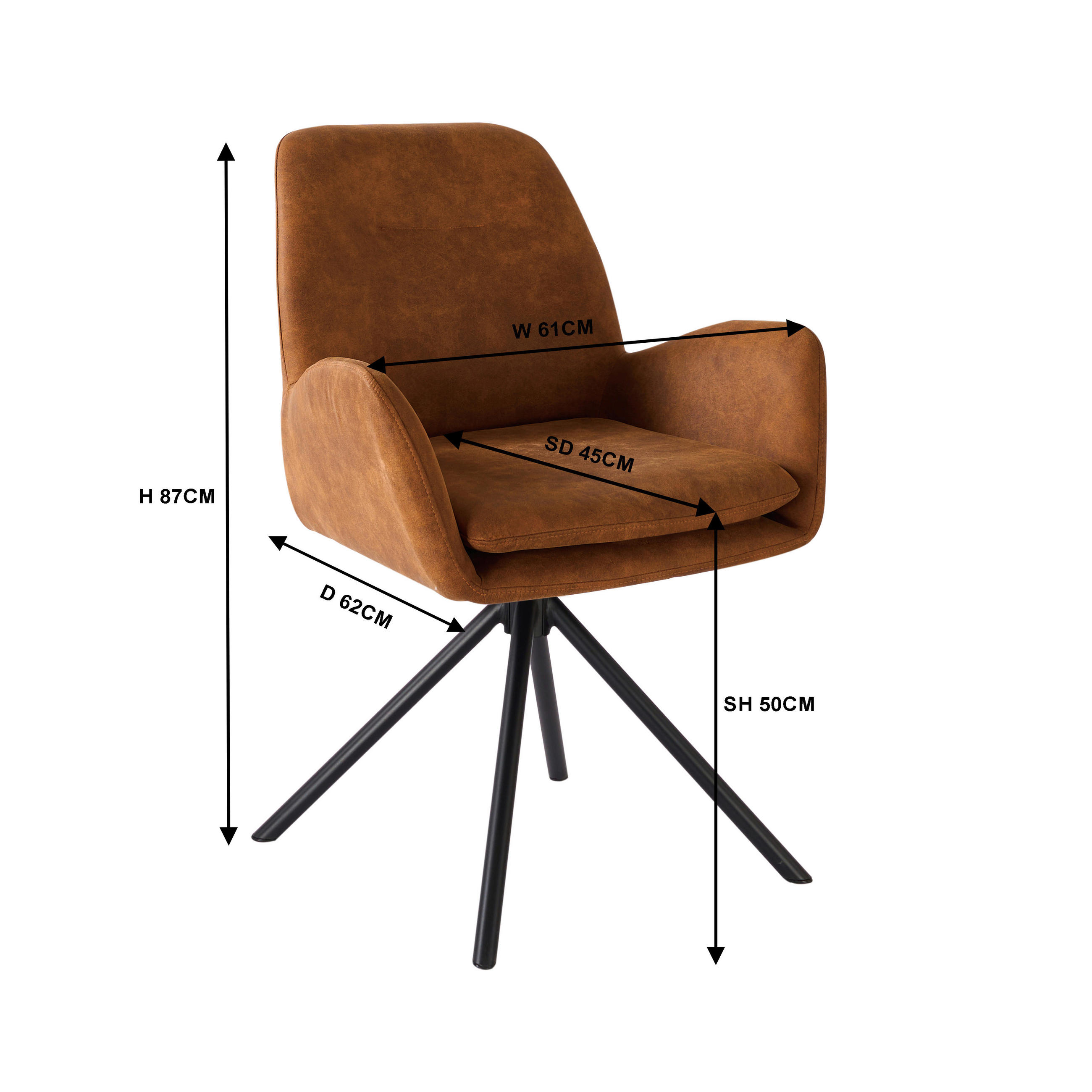 ARMLEHNSTUHL  Sitzfläche 360° drehbar, inklusive Armlehnen Webstoff  Braun, Schwarz  - Schwarz/Braun, Basics, Textil/Metall (60.5/88/62cm) - Livetastic