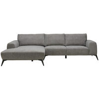 ECKSOFA in Webstoff Grau  - Schwarz/Grau, Design, Textil/Metall (187/298cm) - Stylife