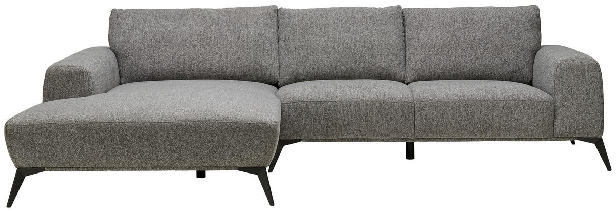 ECKSOFA in Webstoff Grau  - Schwarz/Grau, Design, Textil/Metall (187/298cm) - Stylife