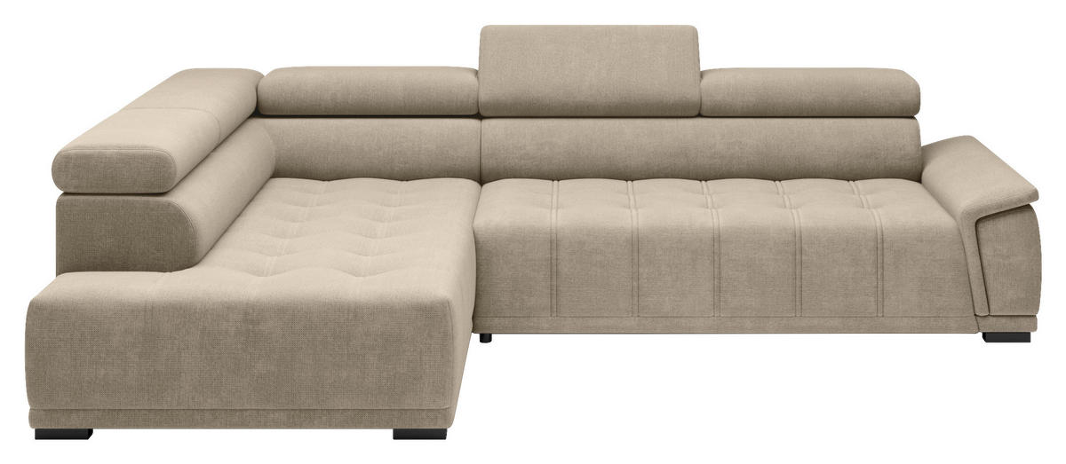 HÖRNSOFFA i chenille, vävt tyg beige  - beige/svart, Modern, textil/plast (206/283cm) - MID.YOU