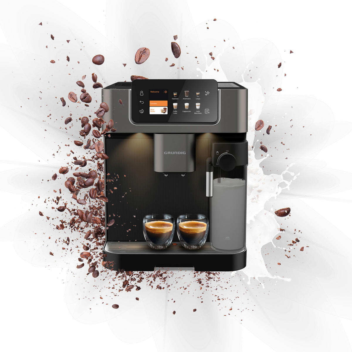 KAFFEEVOLLAUTOMAT Delisia Coffee Series DC7500+  - Edelstahlfarben/Schwarz, MODERN, Kunststoff/Metall (40,5/34,0/27,5cm) - Grundig