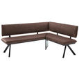 ECKBANK 180/140 cm  in Schwarz, Hellbraun  - Hellbraun/Schwarz, MODERN, Textil/Metall (180/140cm) - Cantus