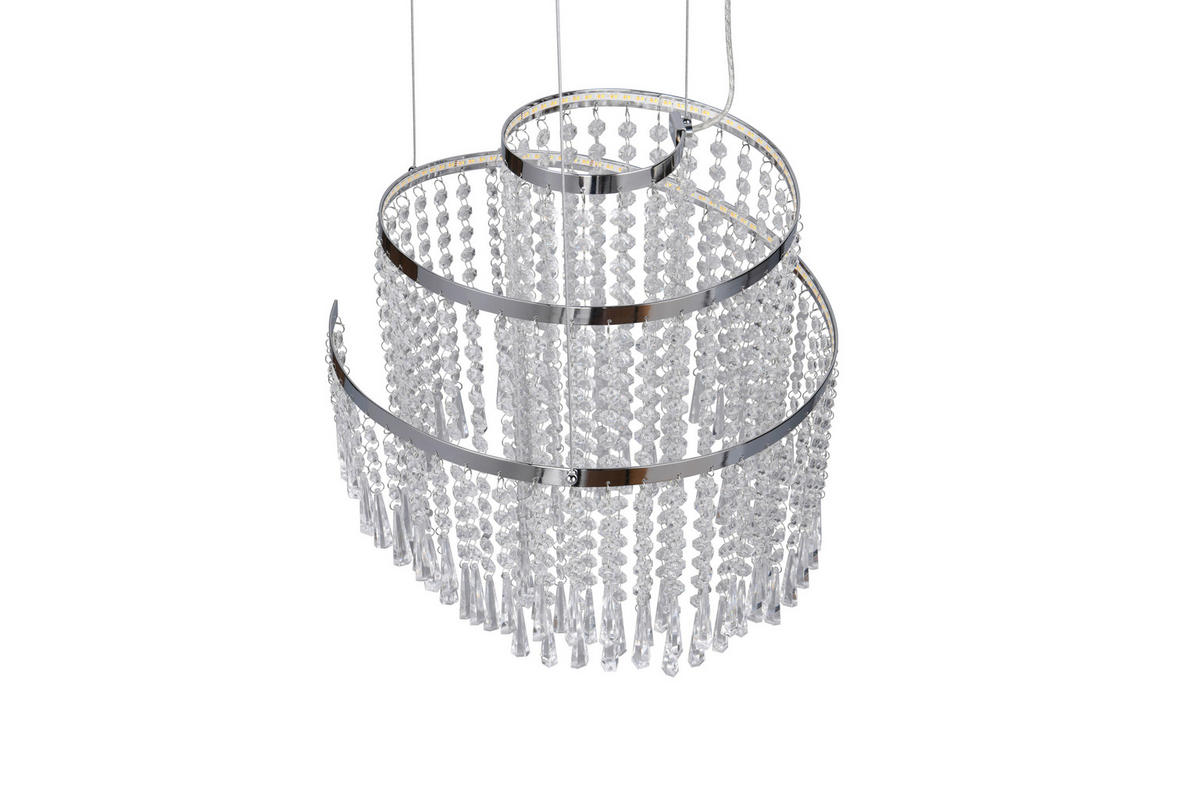 LED-HÄNGLAMPA 38/150 cm  - kromfärg/transparent, Klassisk, metall/plast (38/150cm)