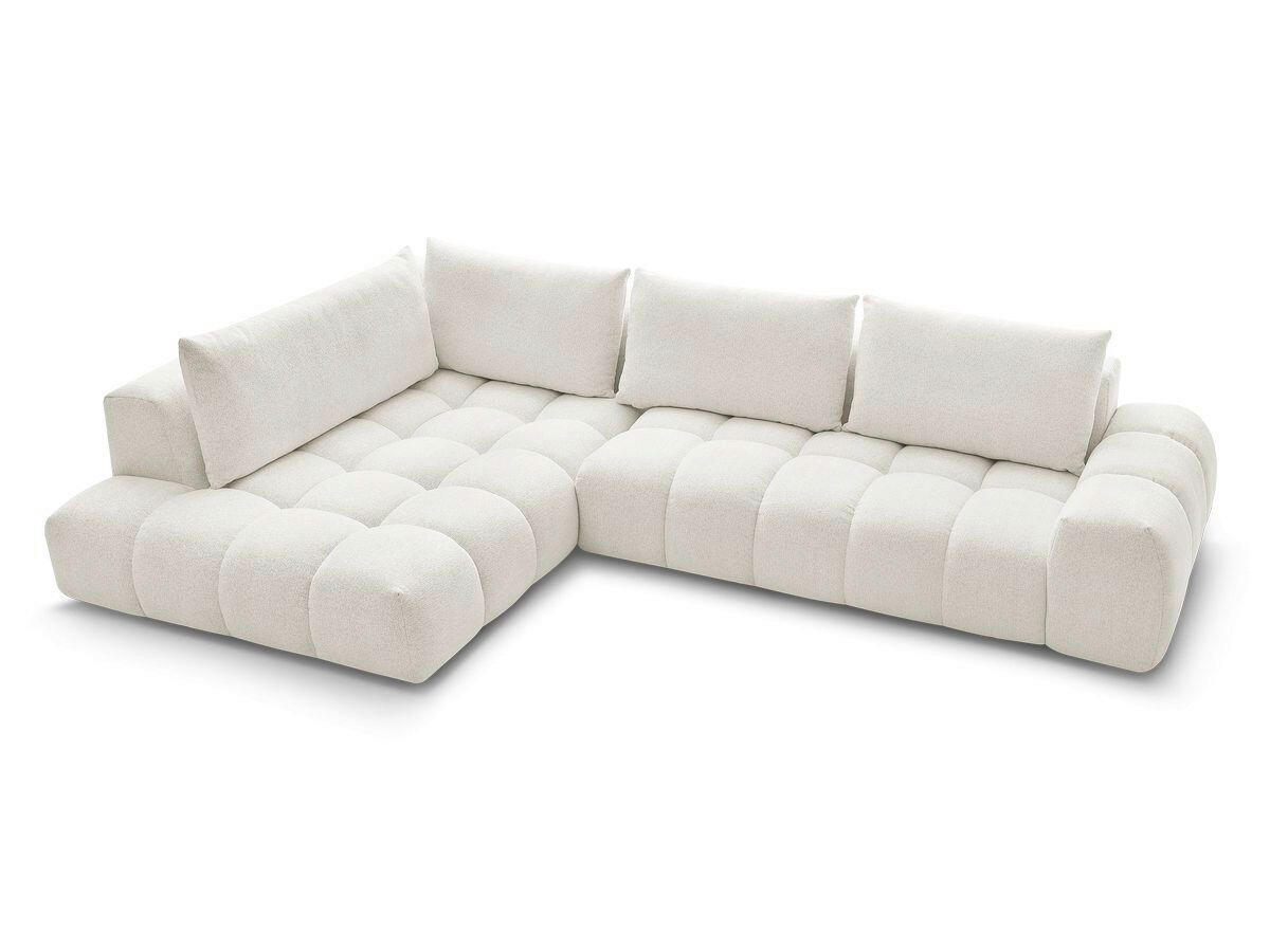 ECKSOFA Ottomane rechts  EVEREST Weiß Flachgewebe  - Schwarz/Weiß, MODERN, Kunststoff/Textil (352/210cm) - Livetastic