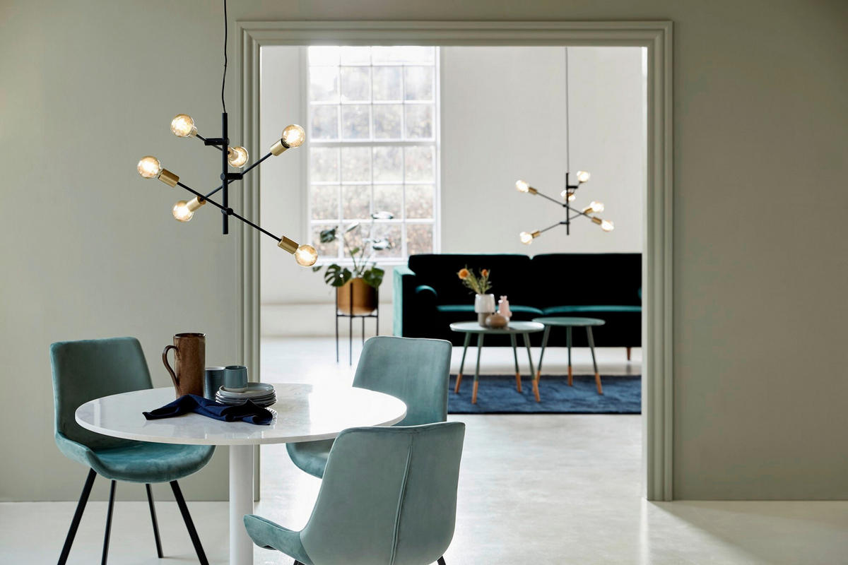 PENDELLEUCHTE Josefine 55/55/79 cm  - Schwarz, Design, Metall (55/55/79cm) - Nordlux