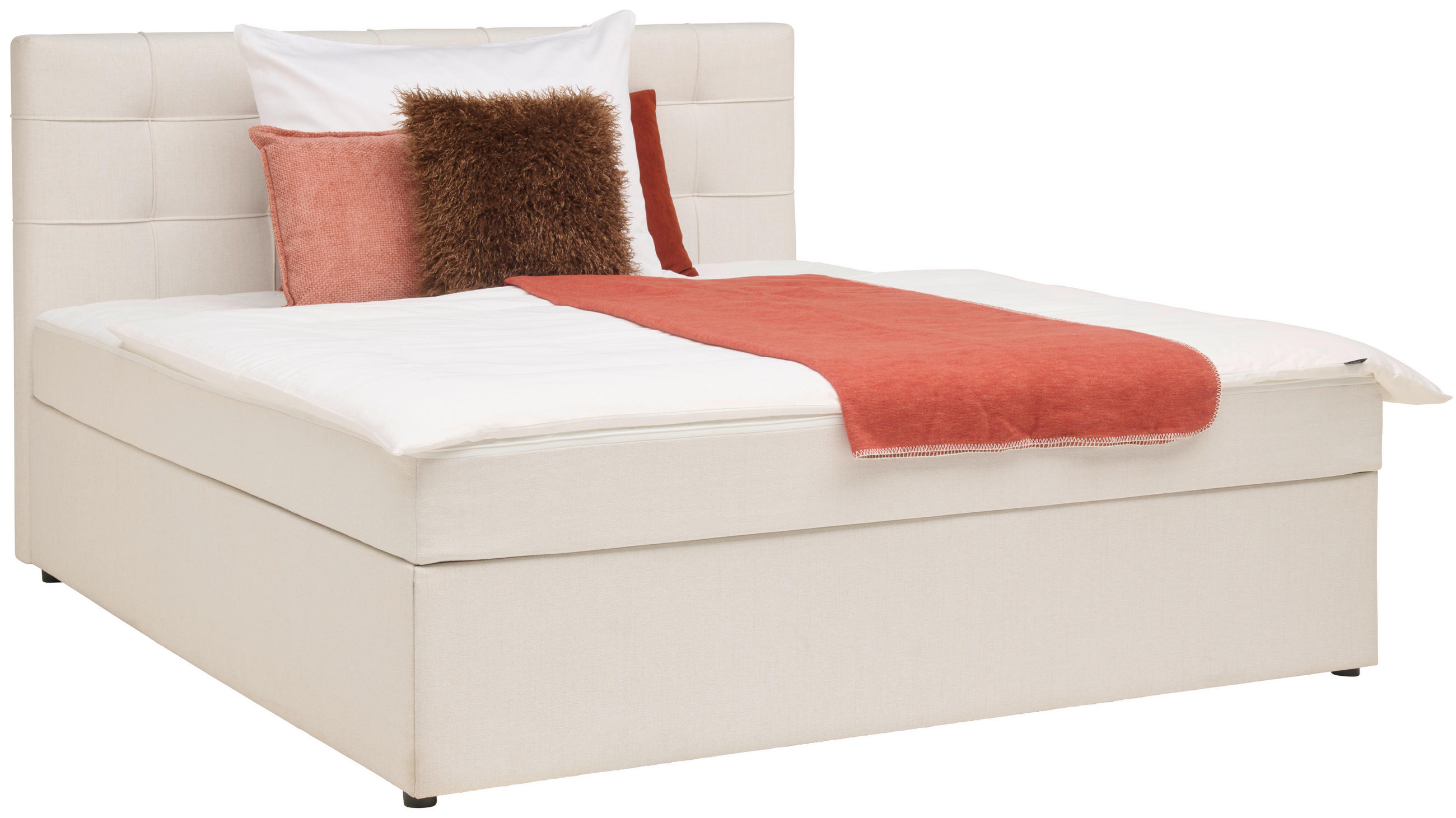 BOXBETT 200/200 cm,  in Creme,  - Creme, MODERN, Holz/Textil (200/200cm) - MID.YOU