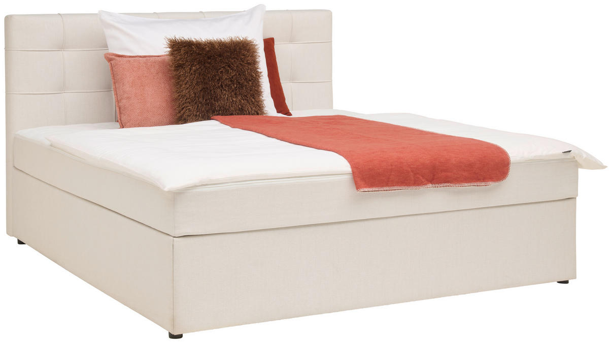 BOXBETT 200/200 cm,  in Creme,  - Creme, MODERN, Holz/Textil (200/200cm) - MID.YOU
