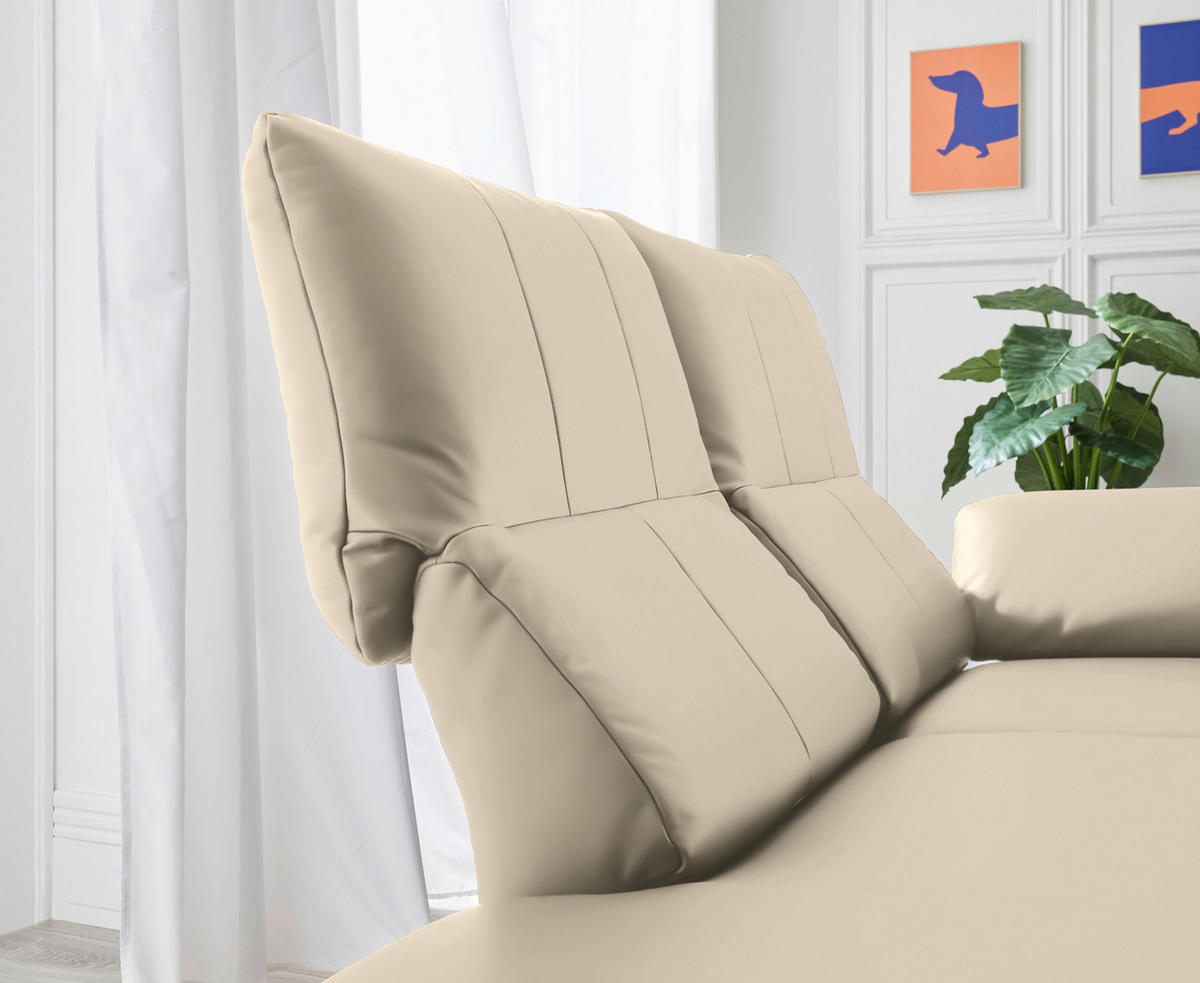 RÉCAMIERE in Echtleder Creme  - Chromfarben/Creme, Design, Leder/Metall (209/85-109/95-16cm) - Dieter Knoll
