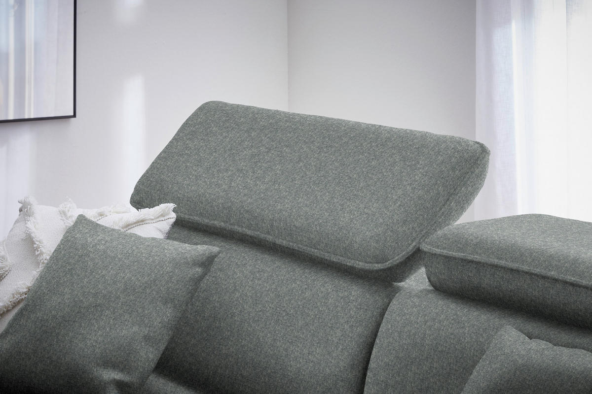 ECKSOFA Samt Grau  - Schwarz/Grau, Design, Holz/Textil (185/232cm) - Stylife