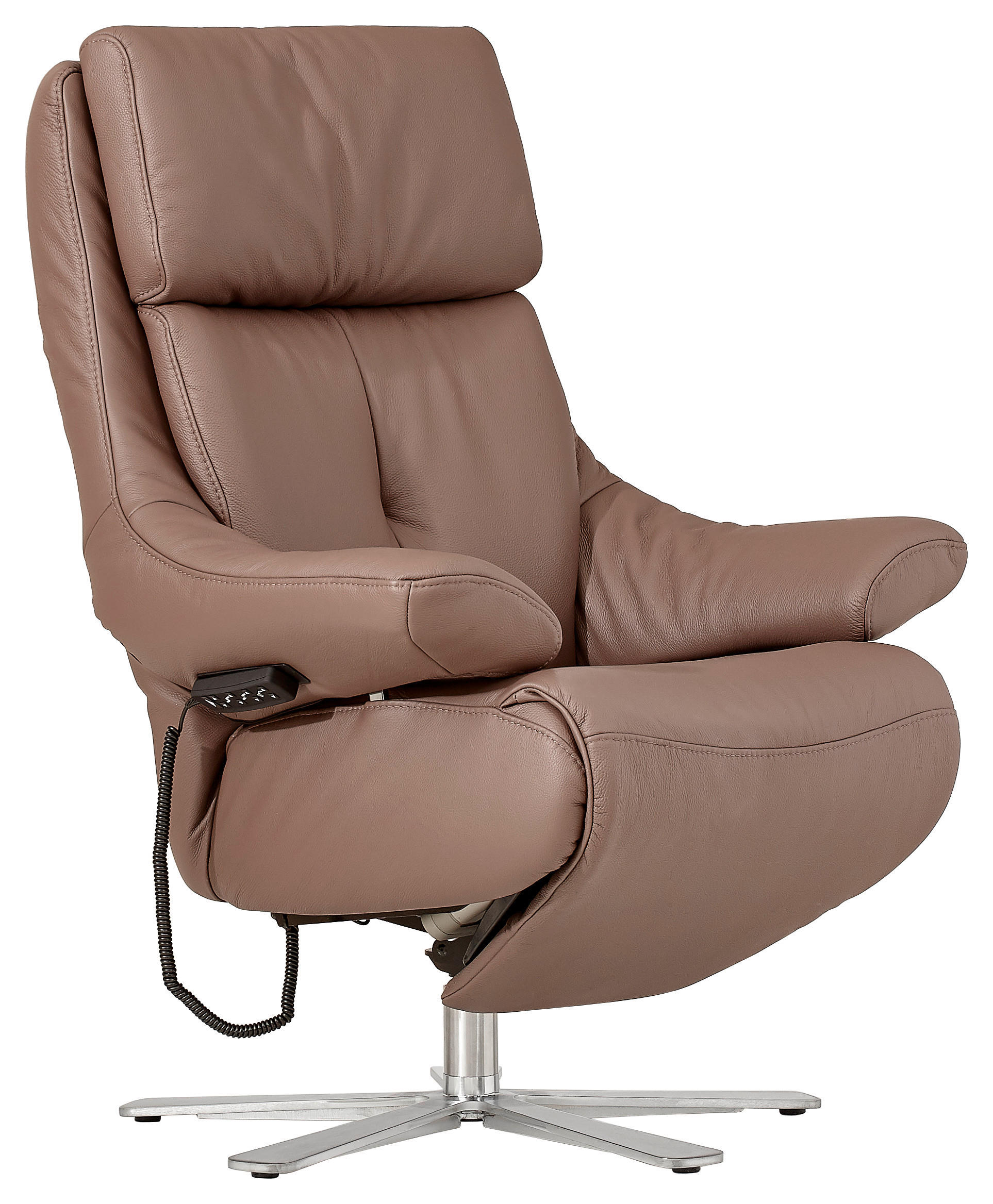 RELAXSESSEL Echtleder Relaxfunktion, Kopfteilverstellung, Fußteilverstellung    - Braun, KONVENTIONELL, Leder/Metall (84/116/88cm) - Himolla Komfortklass