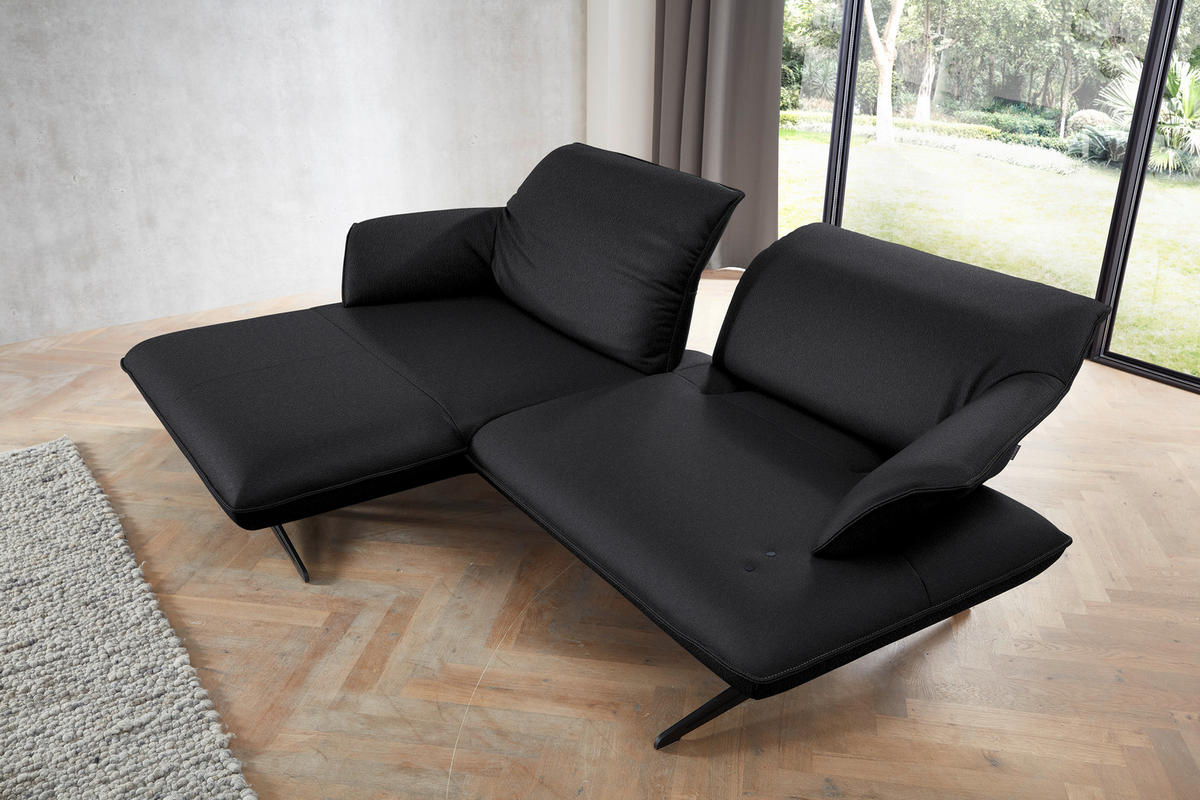 ECKSOFA in Echtleder Schwarz  - Beige/Schwarz, Design, Leder/Metall (169/252cm) - Koinor