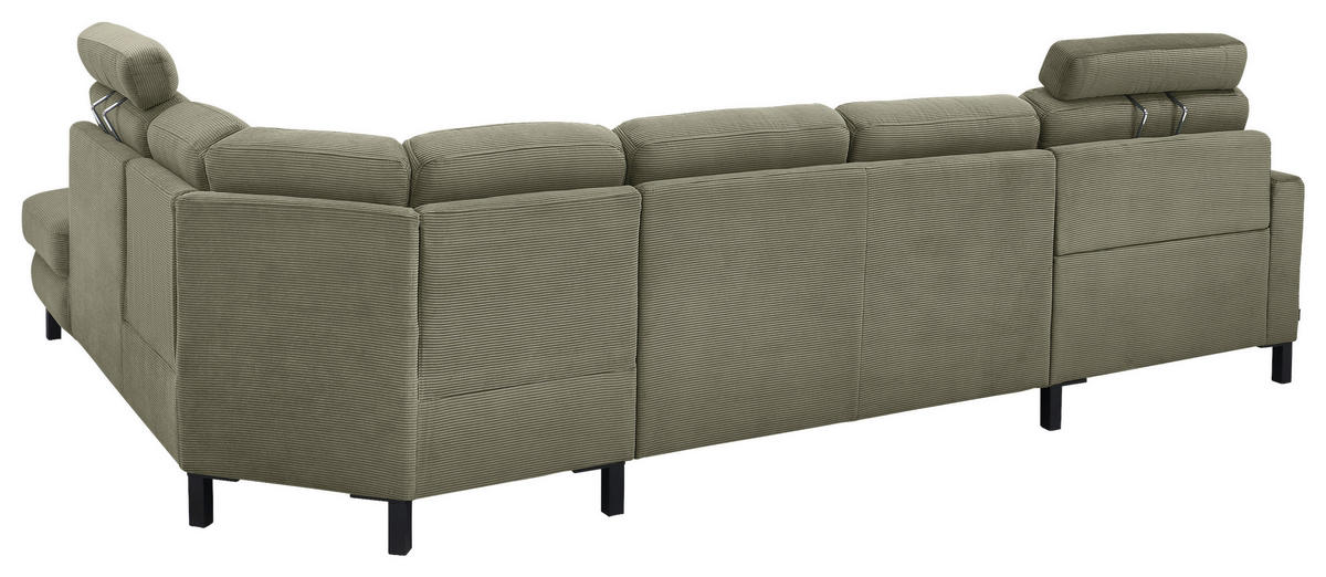 WOHNLANDSCHAFT MR 365 Olivgrün Feincord  - Schwarz/Olivgrün, Design, Textil/Metall (165/313/219cm) - Musterring