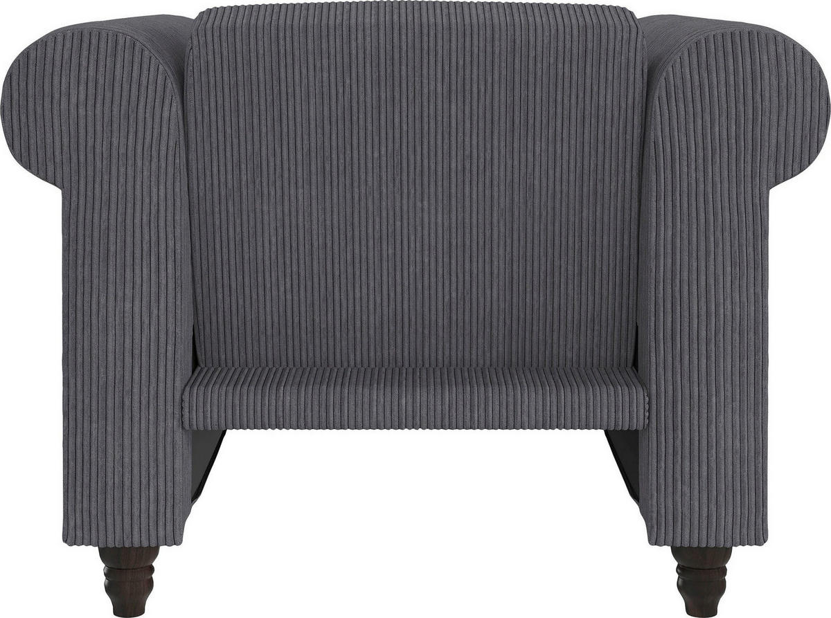SESSEL in Cord Anthrazit  - Anthrazit/Schwarz, Basics, Holz/Textil (111/83/87cm) - Livetastic